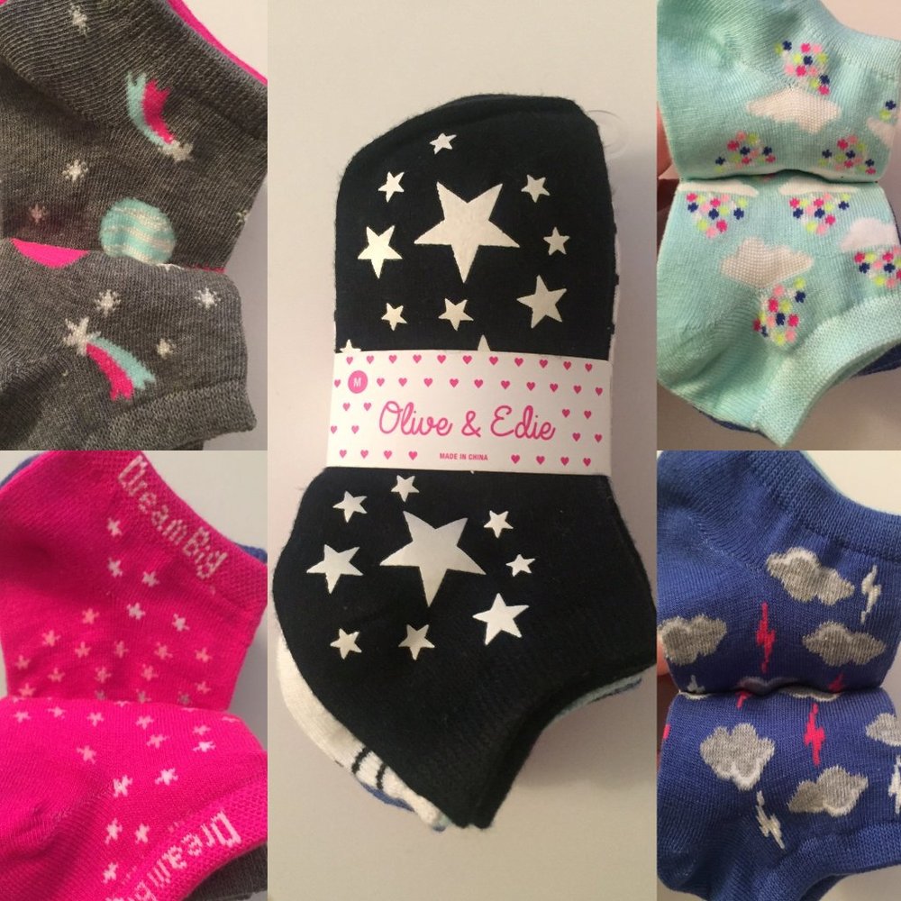 6-pairs Kids Star Weather Socks + glow in the dark